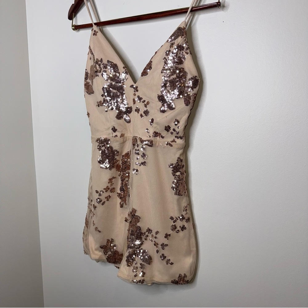 Windsor Sequin Romper in Beige and Copper - Picture 4 of 7